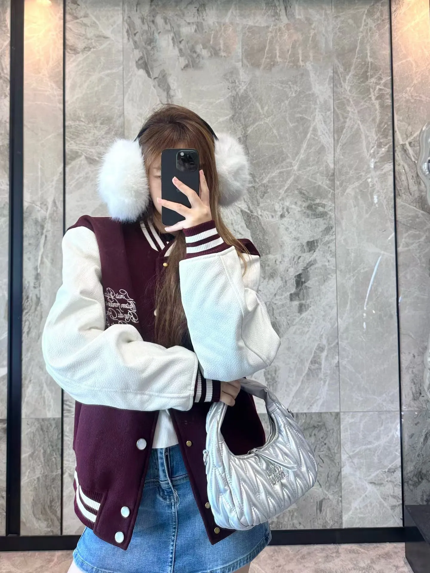 Louis Vuitton 24Fw embroidered logo jersey baseball jacket
